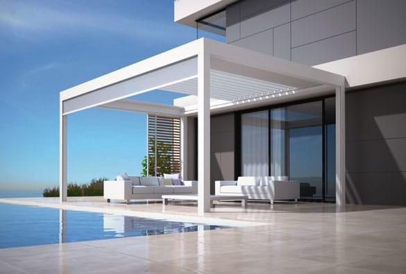 Renson modern pergola Skye fra Utecomfort AS i Oslo og Akershus, Norge Utecomfort levering moderne, motorisert pergola SKY fra Renson i Oslo og Akershus, Norge med god pris for best kvalitet i market for din hage